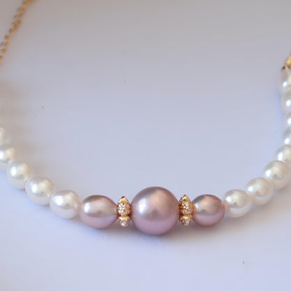 Metallic Pink Purple Pearl Bracelet