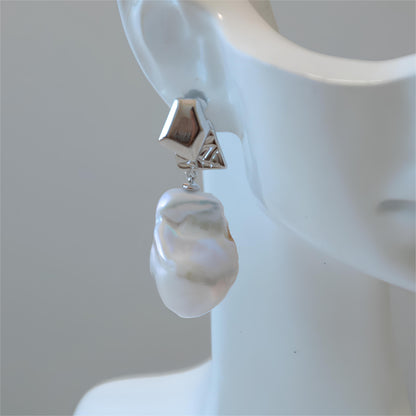 White Baroque Earrings