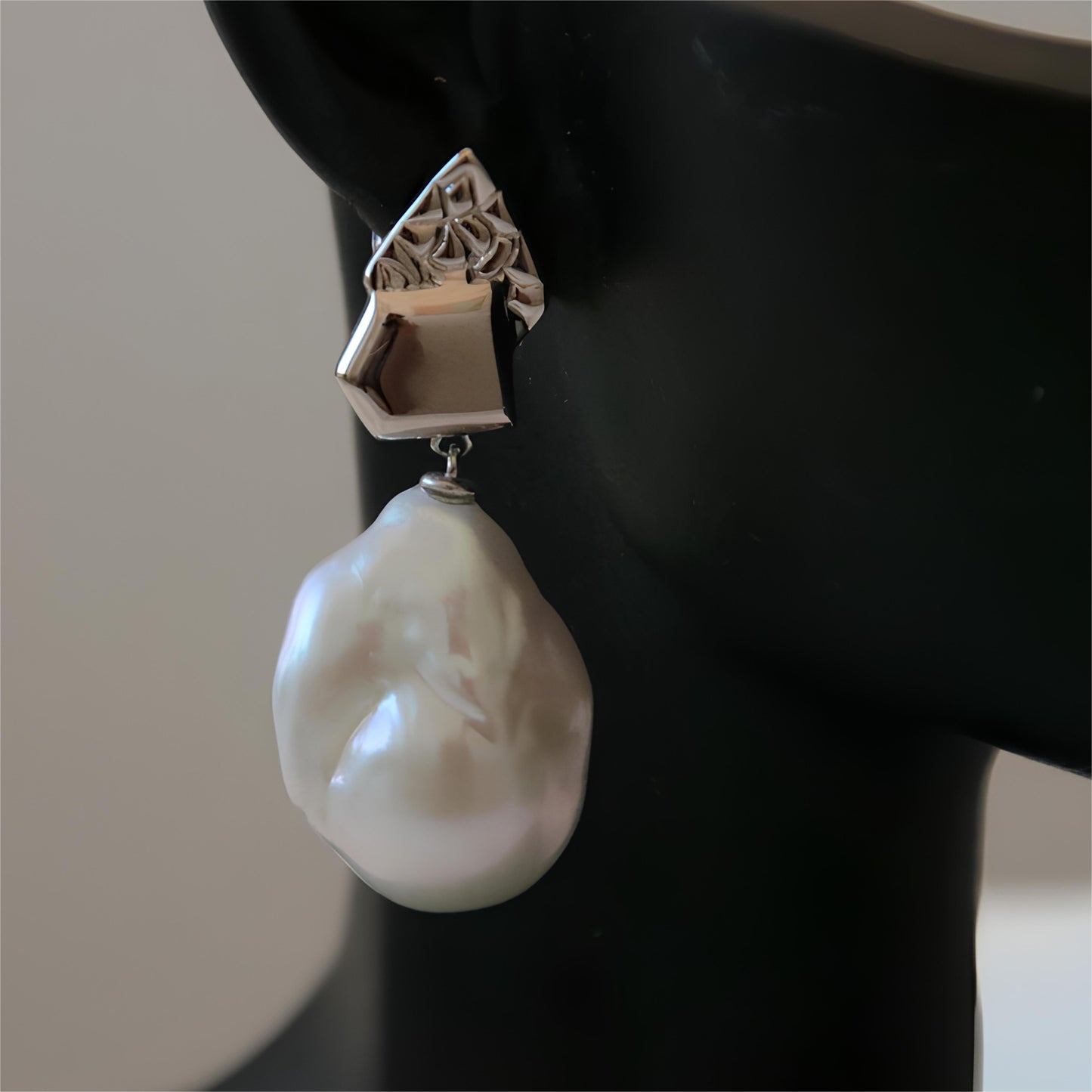 White Baroque Earrings