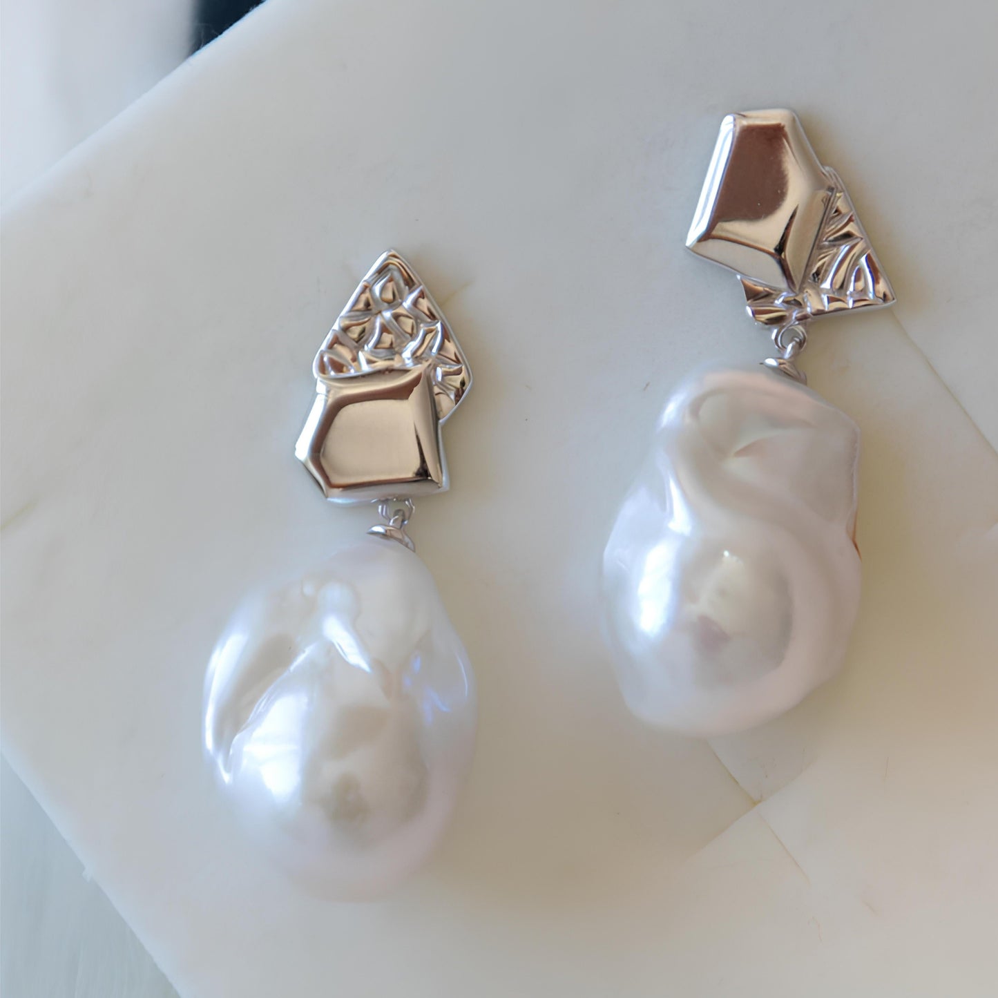 White Baroque Earrings