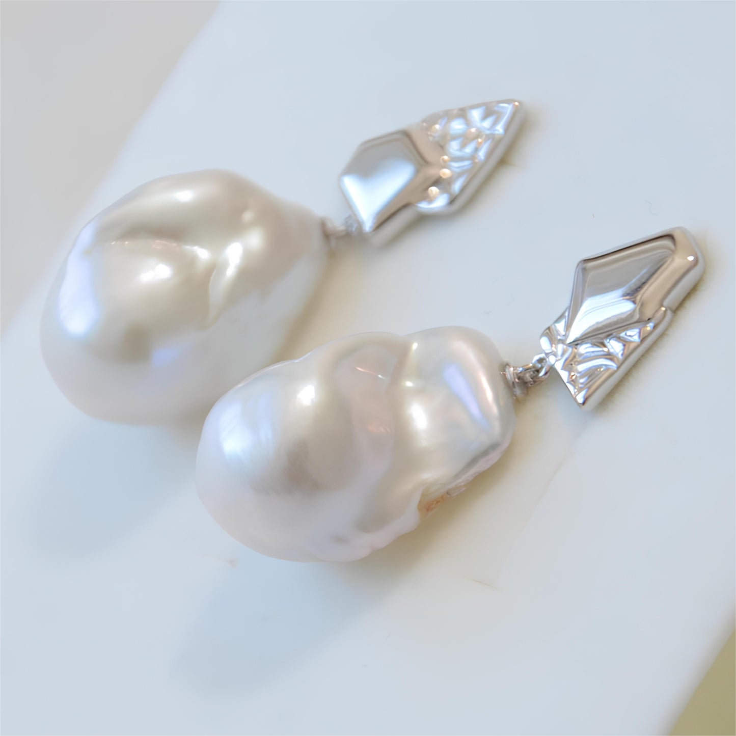 White Baroque Earrings