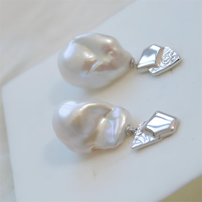 White Baroque Earrings