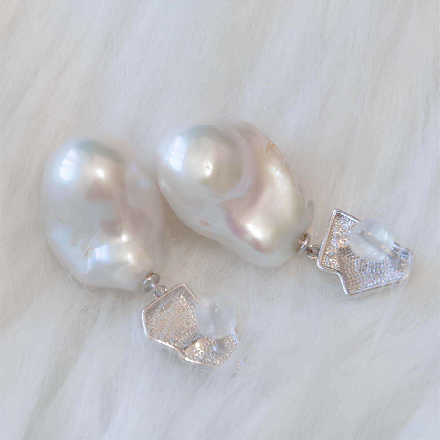 White Baroque Earrings