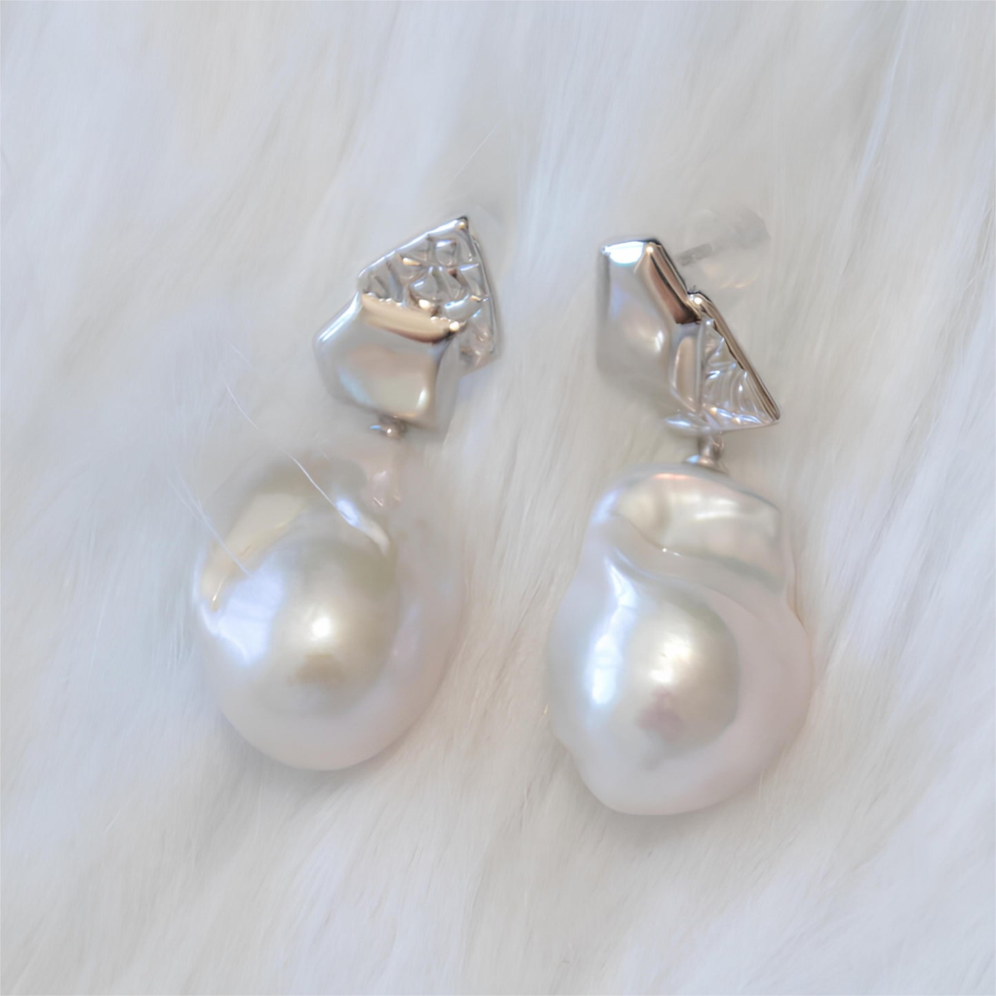 White Baroque Earrings