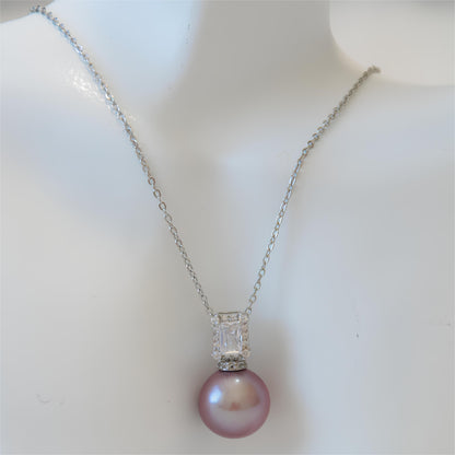 Square Diamond Pearl Pendant