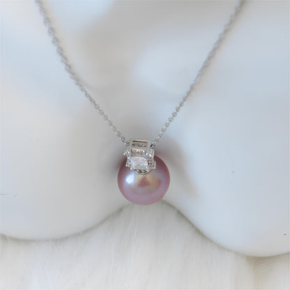 Square Diamond Pearl Pendant