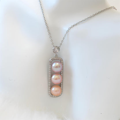 Three Gold-Orange Pearls Necklace Pendant