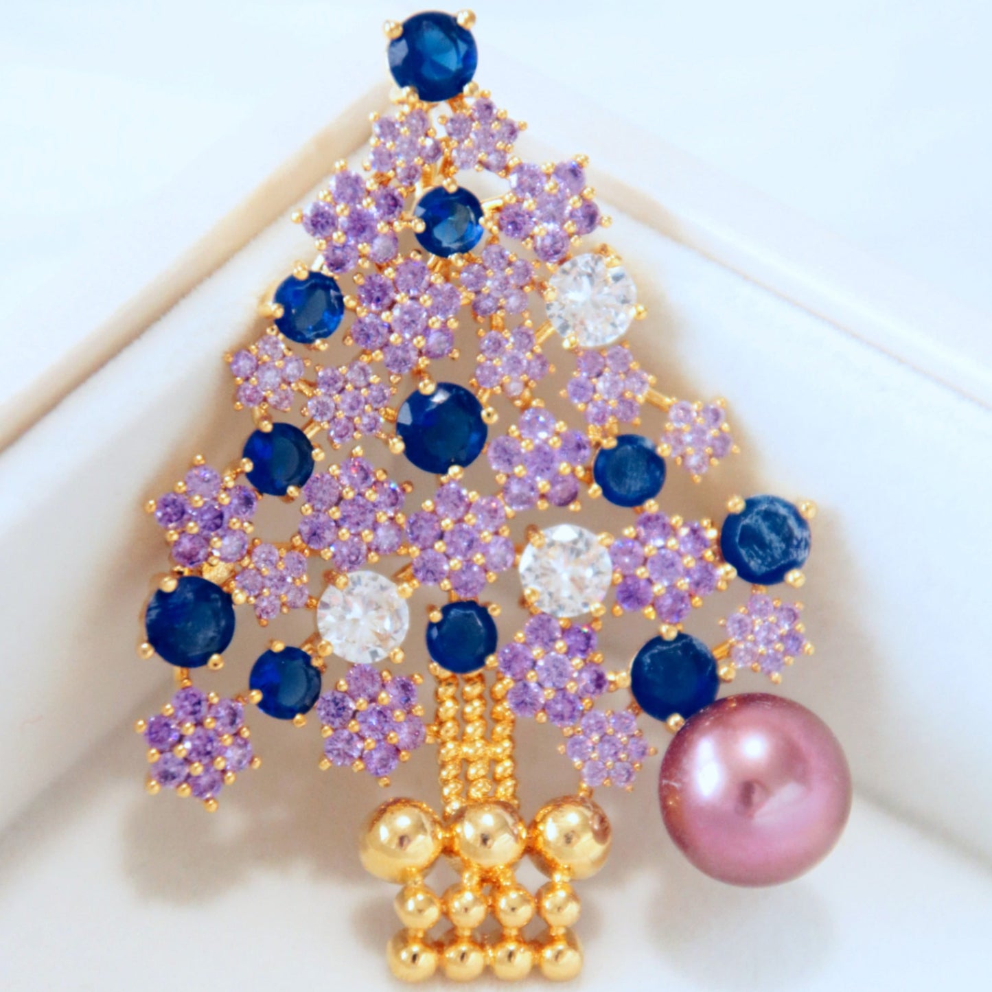 Purple Christmas Tree Brooch