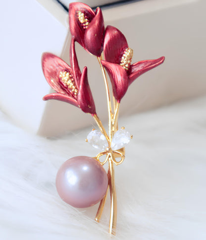 Red Lily Brooch