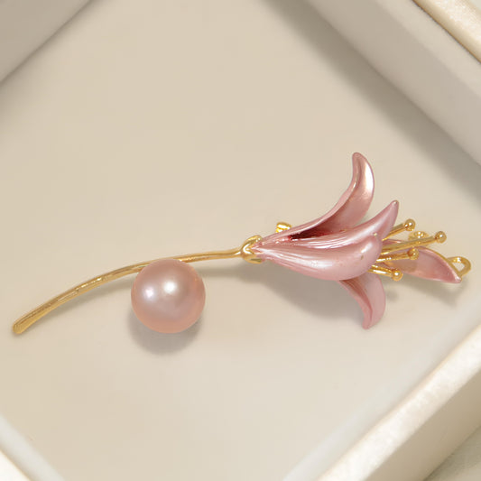 Pink Lily Brooch