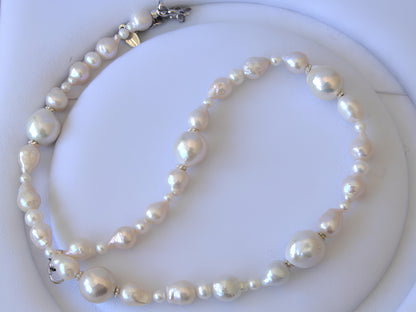 White Cold Blue Pearls Mix Necklace