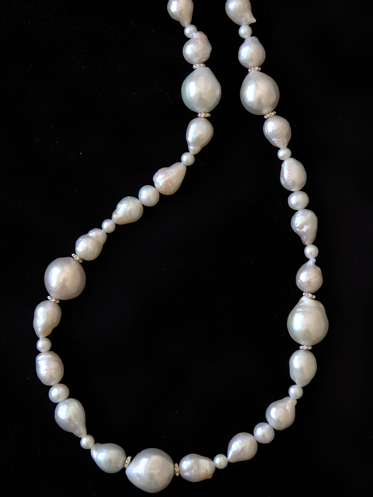 White Cold Blue Pearls Mix Necklace