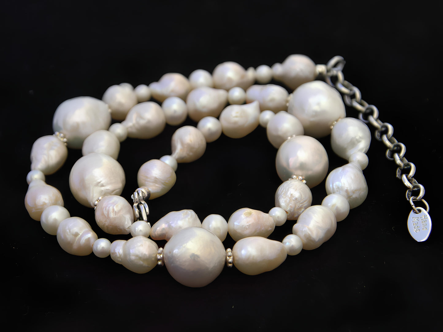 White Cold Blue Pearls Mix Necklace