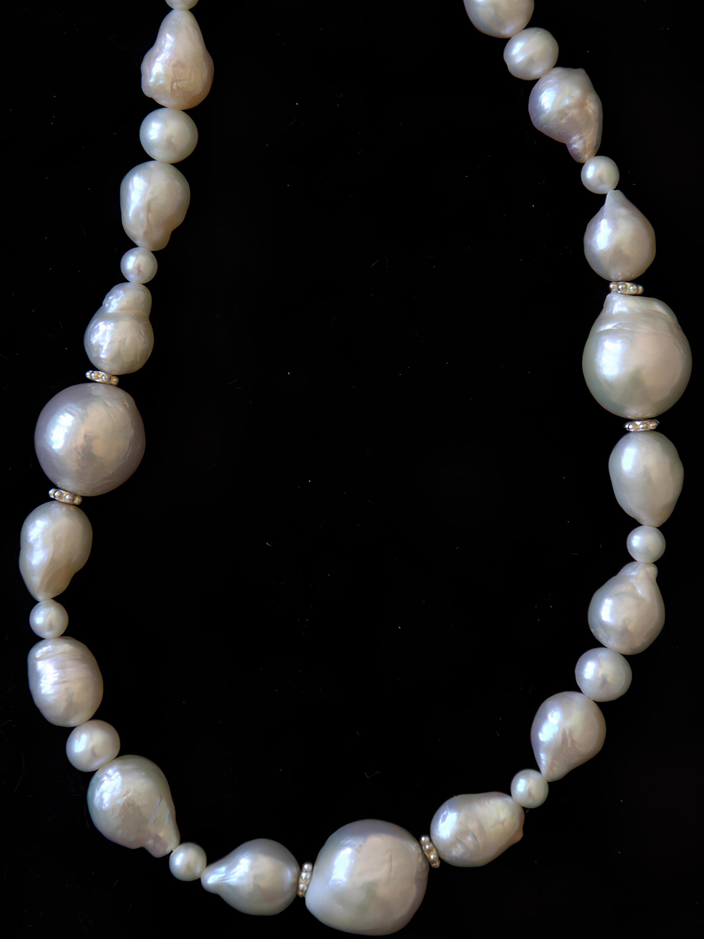 White Cold Blue Pearls Mix Necklace