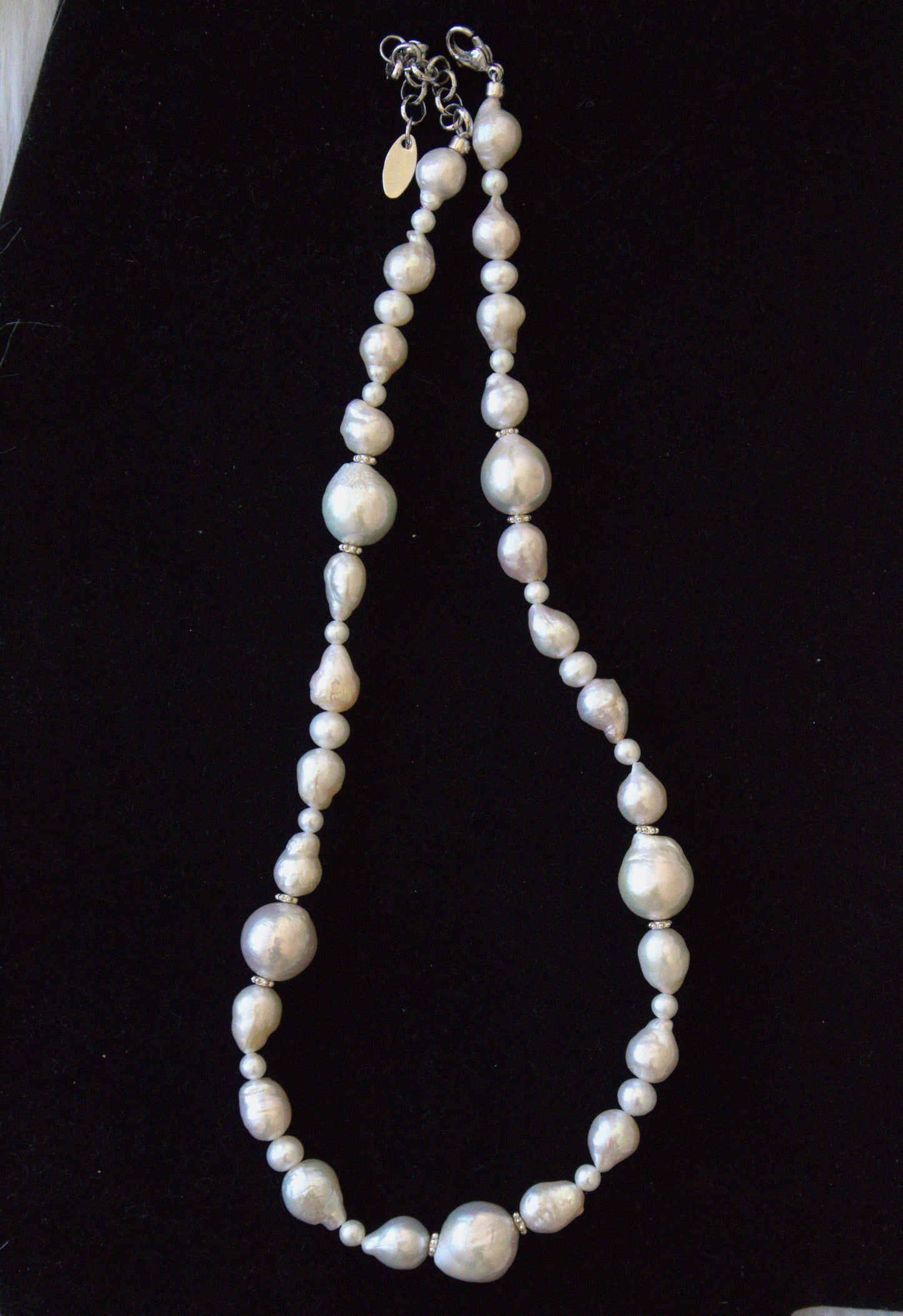 White Cold Blue Pearls Mix Necklace