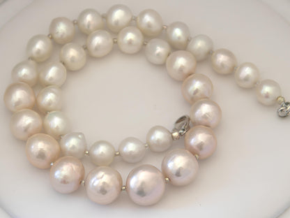 White Pearlized Large Round Baroque Necklace