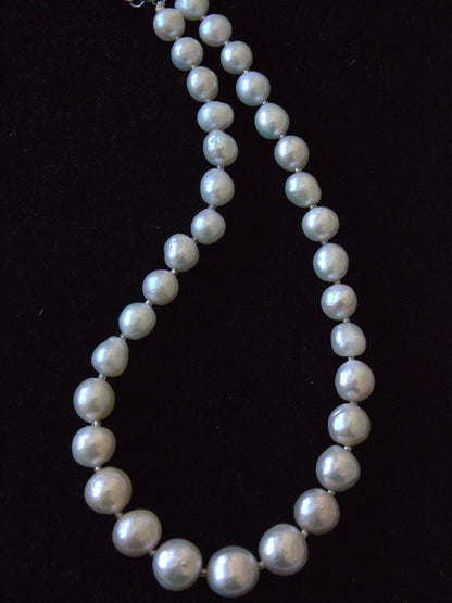 White Pearlized Large Round Baroque Necklace