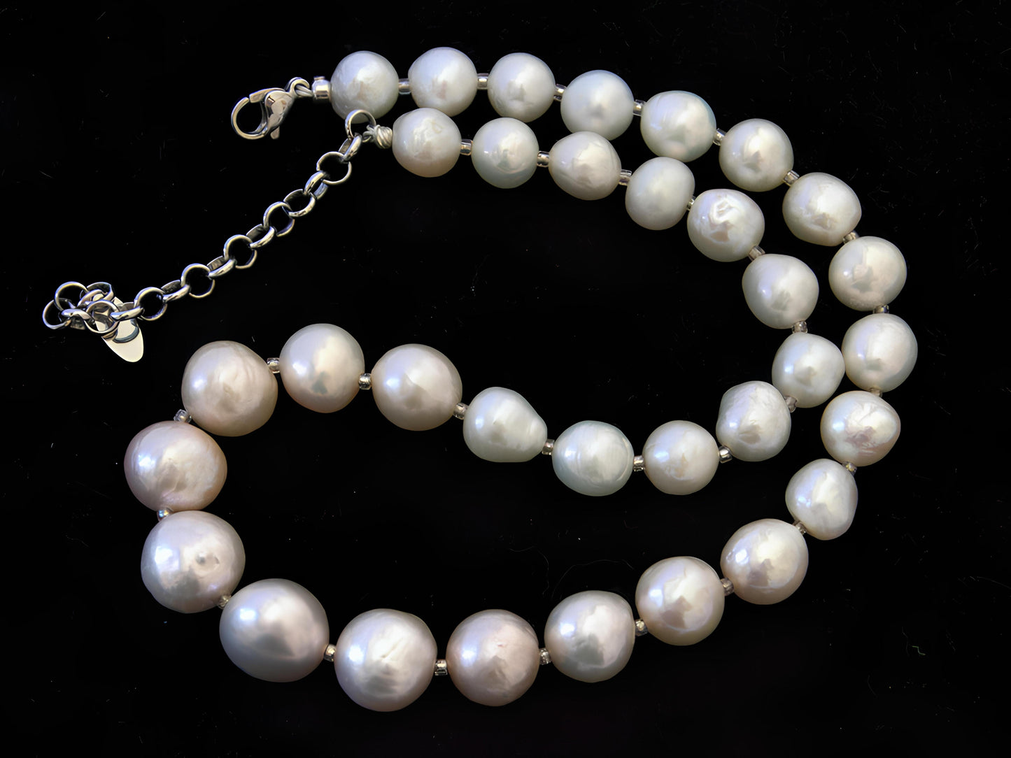 White Pearlized Large Round Baroque Necklace