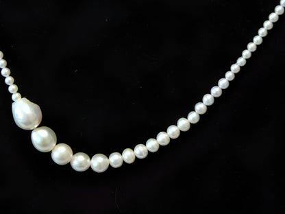 Silver-Blue Gradient Baroque Pearls Necklace