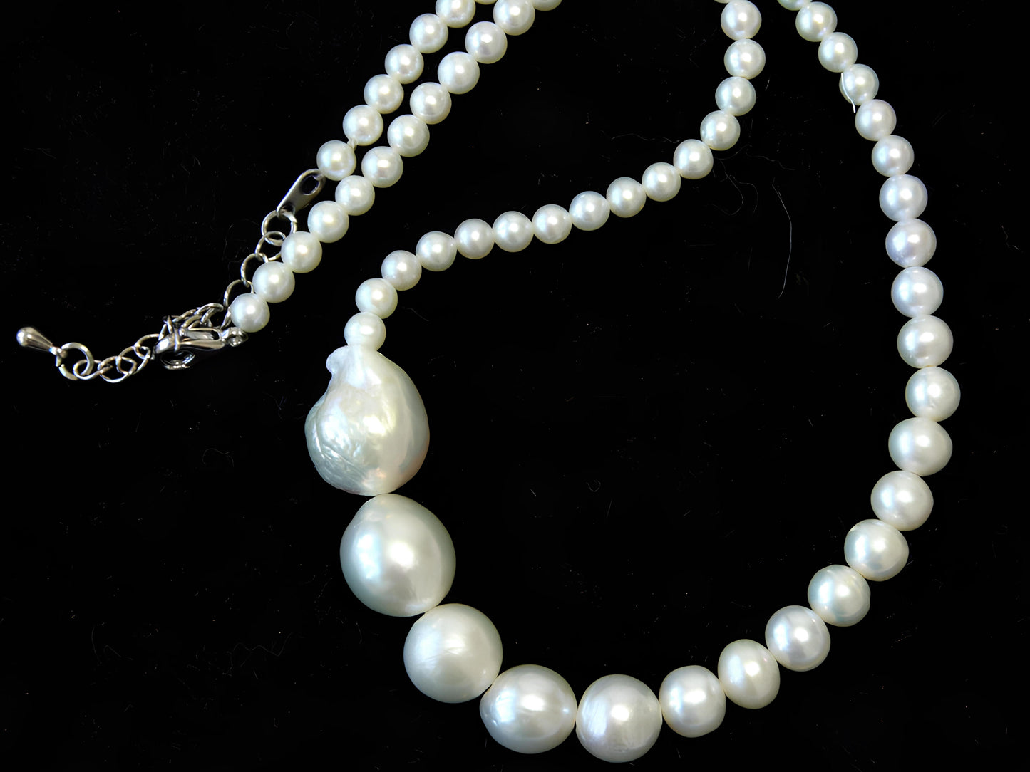 Silver-Blue Gradient Baroque Pearls Necklace