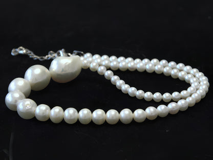 Silver-Blue Gradient Baroque Pearls Necklace