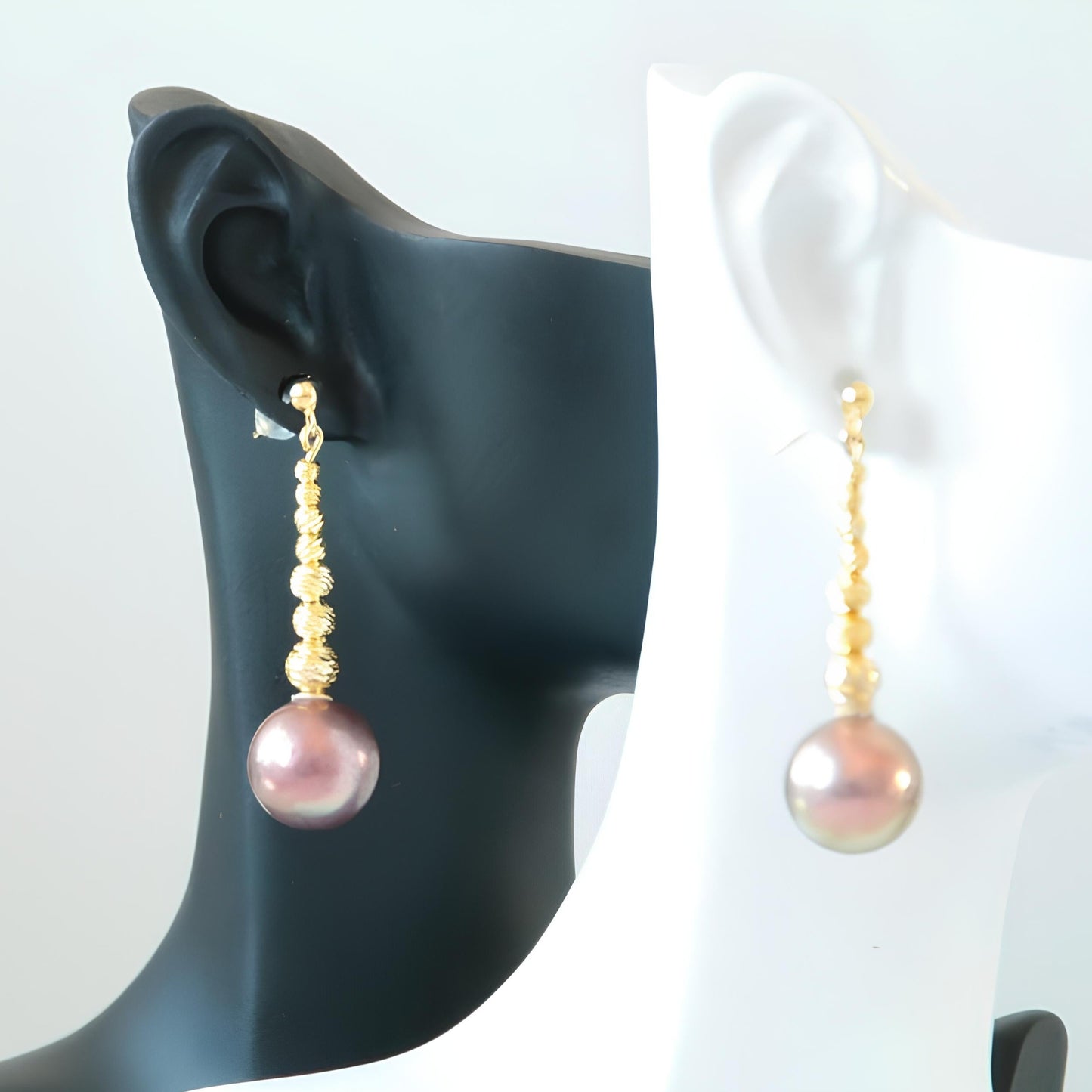 Gold Ball Pearl Earrings