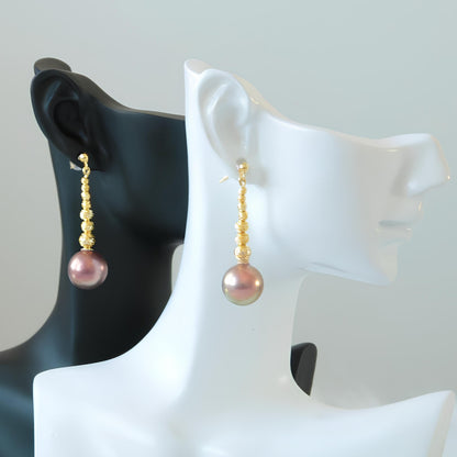 Gold Ball Pearl Earrings