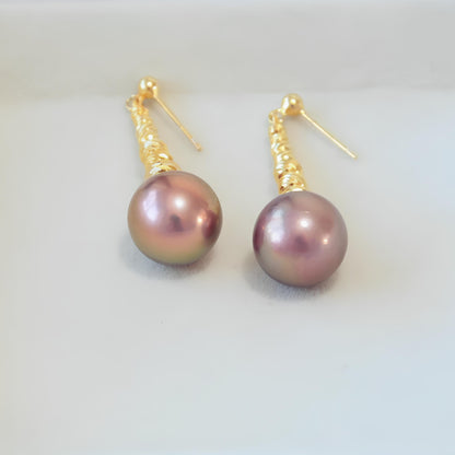 Gold Ball Pearl Earrings