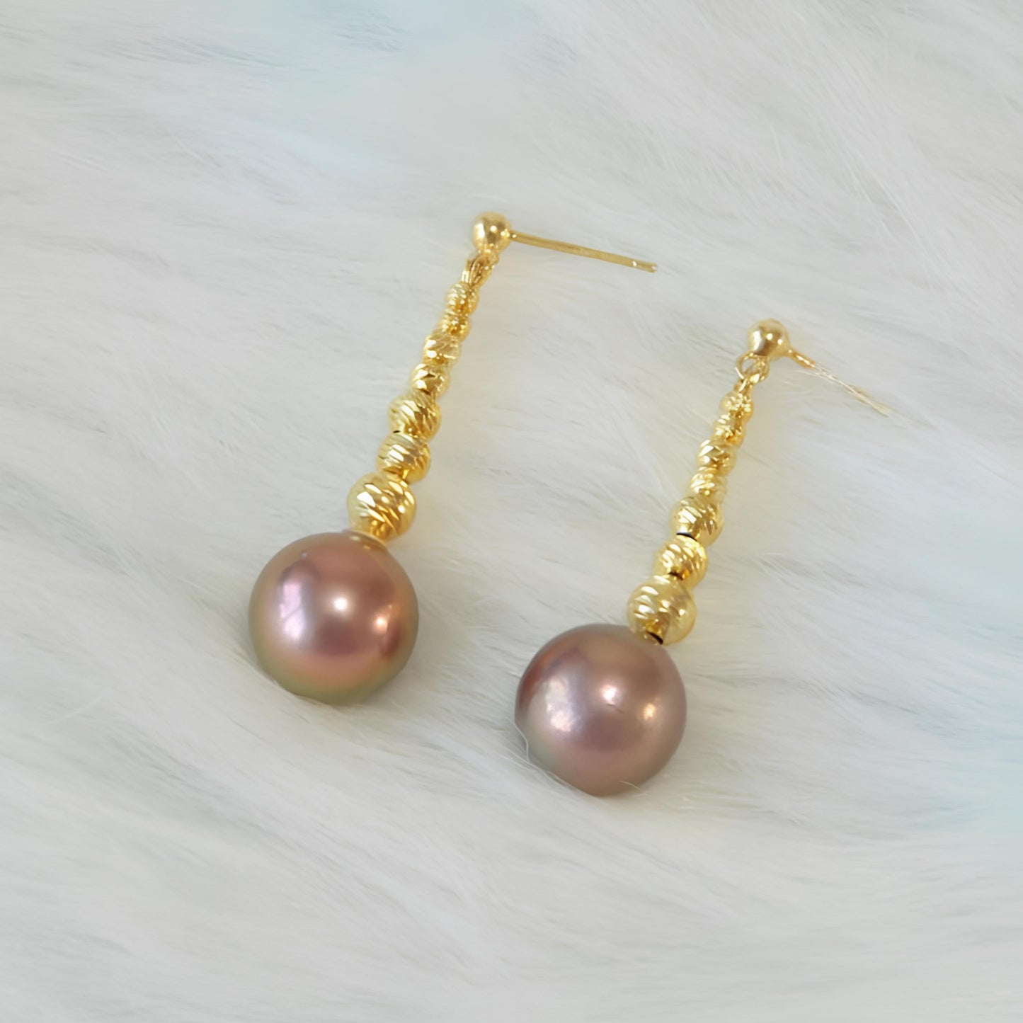 Gold Ball Pearl Earrings