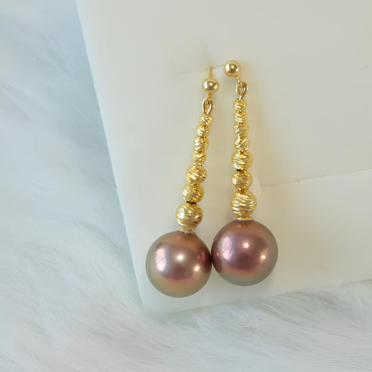 Gold Ball Pearl Earrings