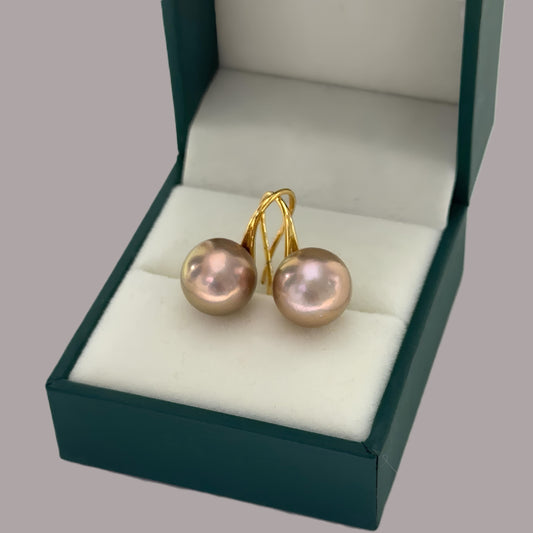 Golden High Heel Pearl Earrings