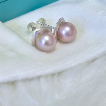 Frosted Stud Pearl Earrings