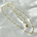 Romantic 95 cm long necklace featuring 7 mm natural white freshwater pearls.
