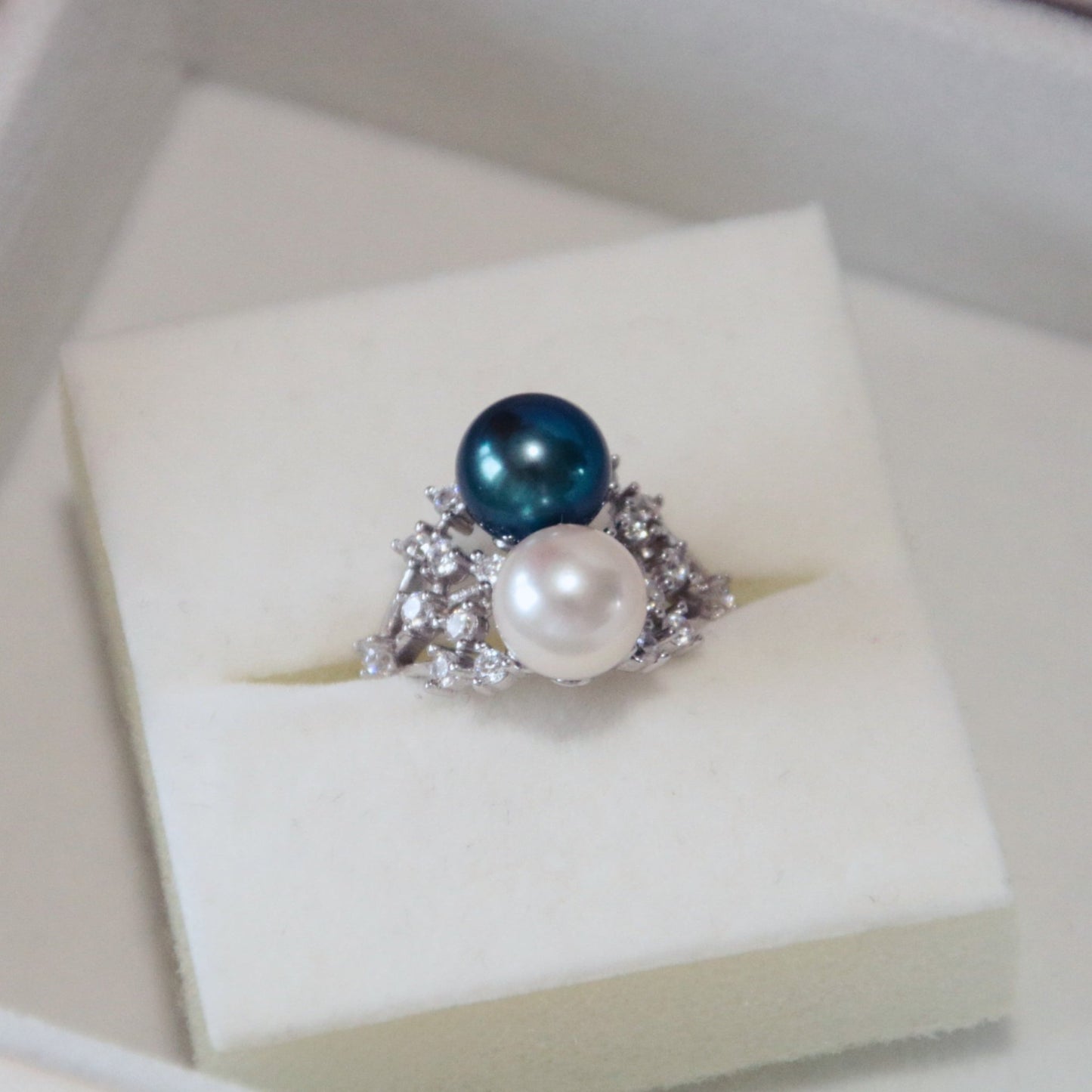 Blue and White Stacked Ring - Tricky Lucky