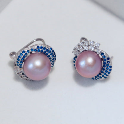 Blue Purple Pearl Earrings - Tricky Lucky