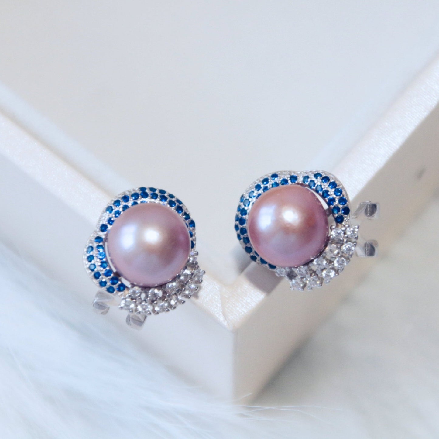 Blue Purple Pearl Earrings - Tricky Lucky