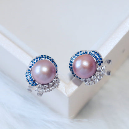 Blue Purple Pearl Earrings - Tricky Lucky