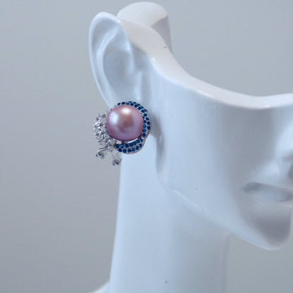 Blue Purple Pearl Earrings - Tricky Lucky