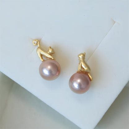 Buccellati Style Cat Pearl Earrings - Tricky Lucky