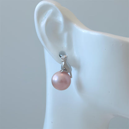 Buccellati Style Cat Pearl Earrings - Tricky Lucky