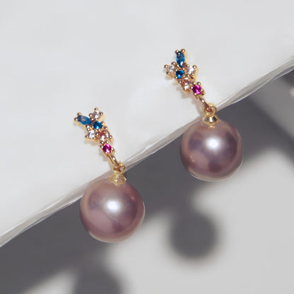 Coloured Gemstone Pearl Earrings - Tricky Lucky