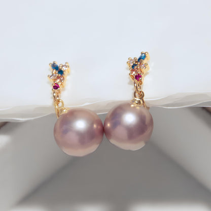 Coloured Gemstone Pearl Earrings - Tricky Lucky