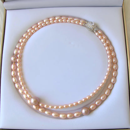 Double Orange Pearl Necklace - Tricky Lucky