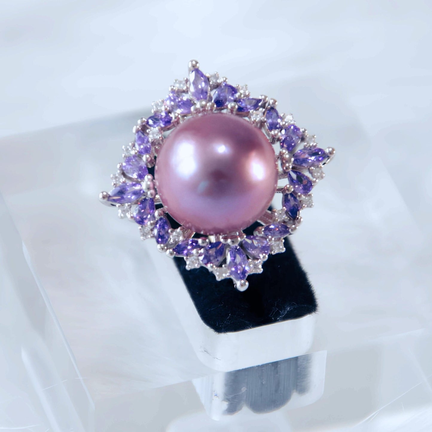 Flower Purple Pearl Ring - Tricky Lucky