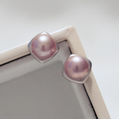 Frosted Stud Pearl Earrings - Tricky Lucky