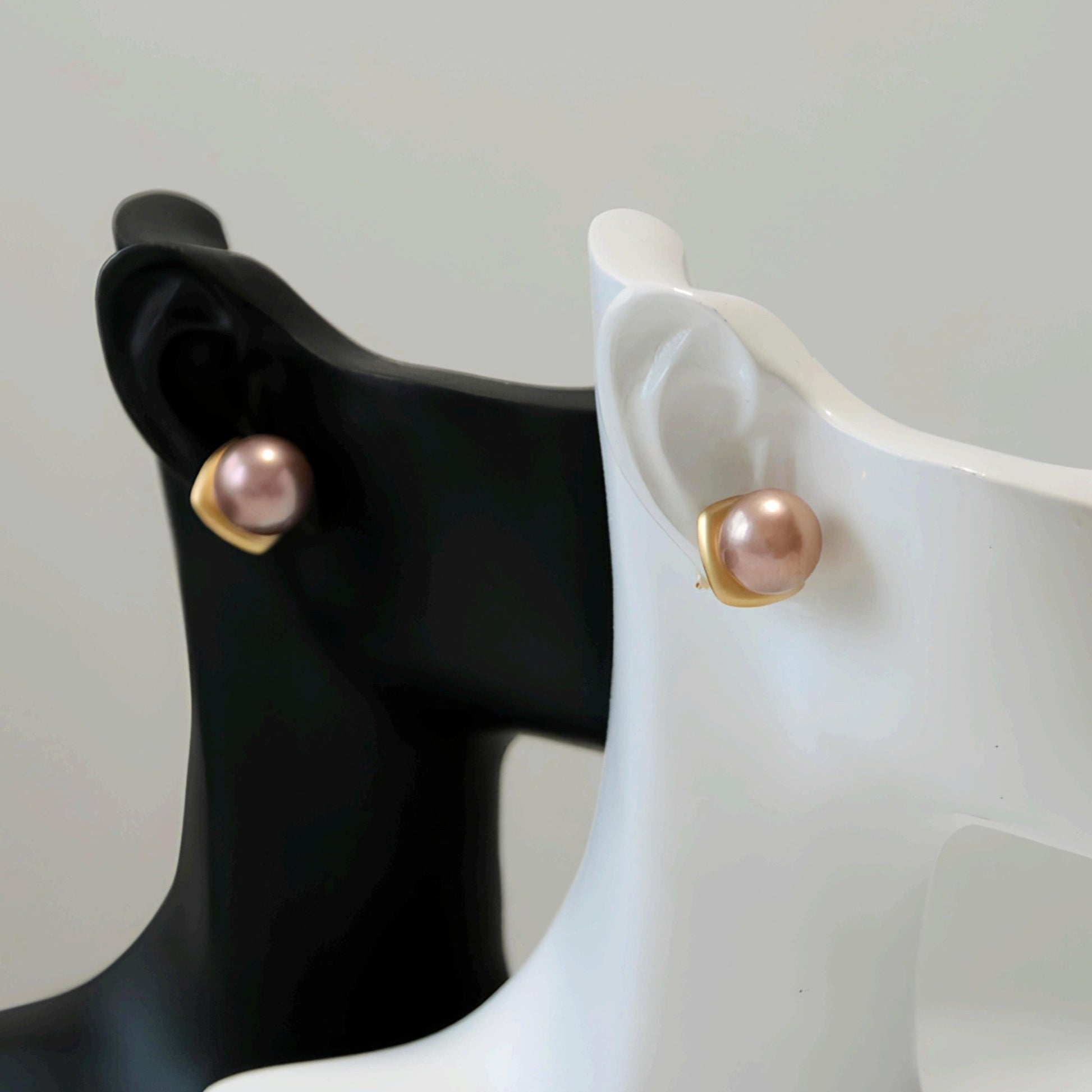 Frosted Stud Pearl Earrings - Tricky Lucky