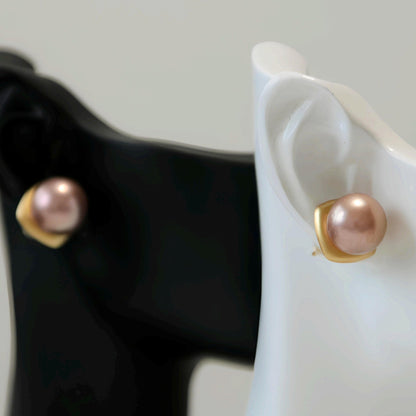 Frosted Stud Pearl Earrings - Tricky Lucky