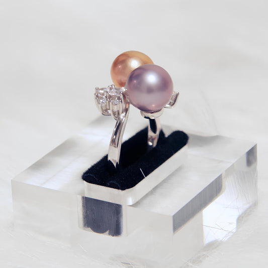 Gold and Purple Double Bead Ring - Tricky Lucky