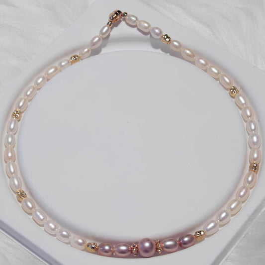 Metallic Pearl Necklace - Tricky Lucky