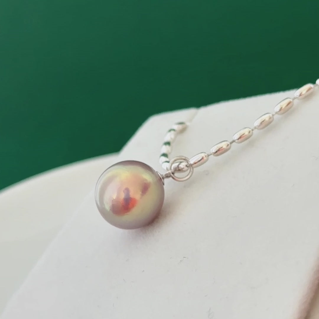 13.1mm Metallic Pink Golden Green Freshwater Pearl Pendant